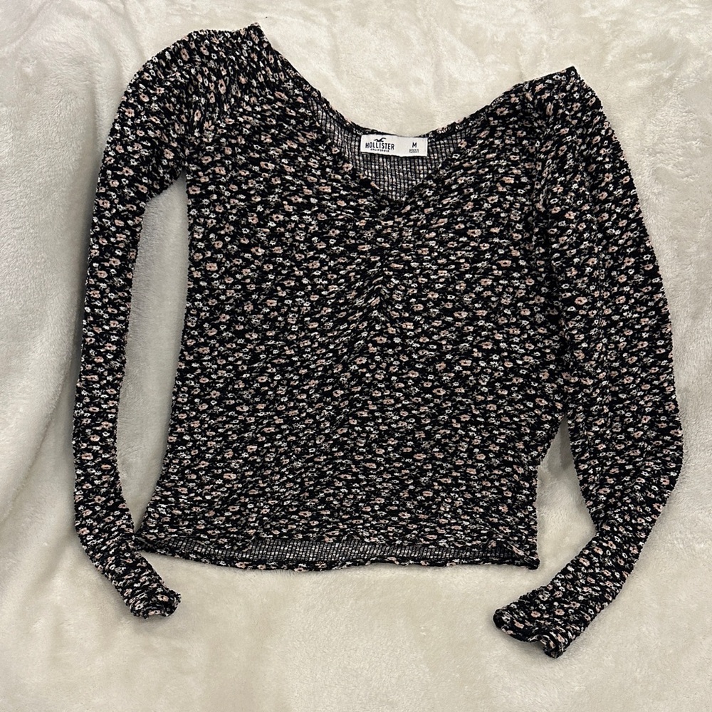 Hollister Black Floral Long Sleeve Top